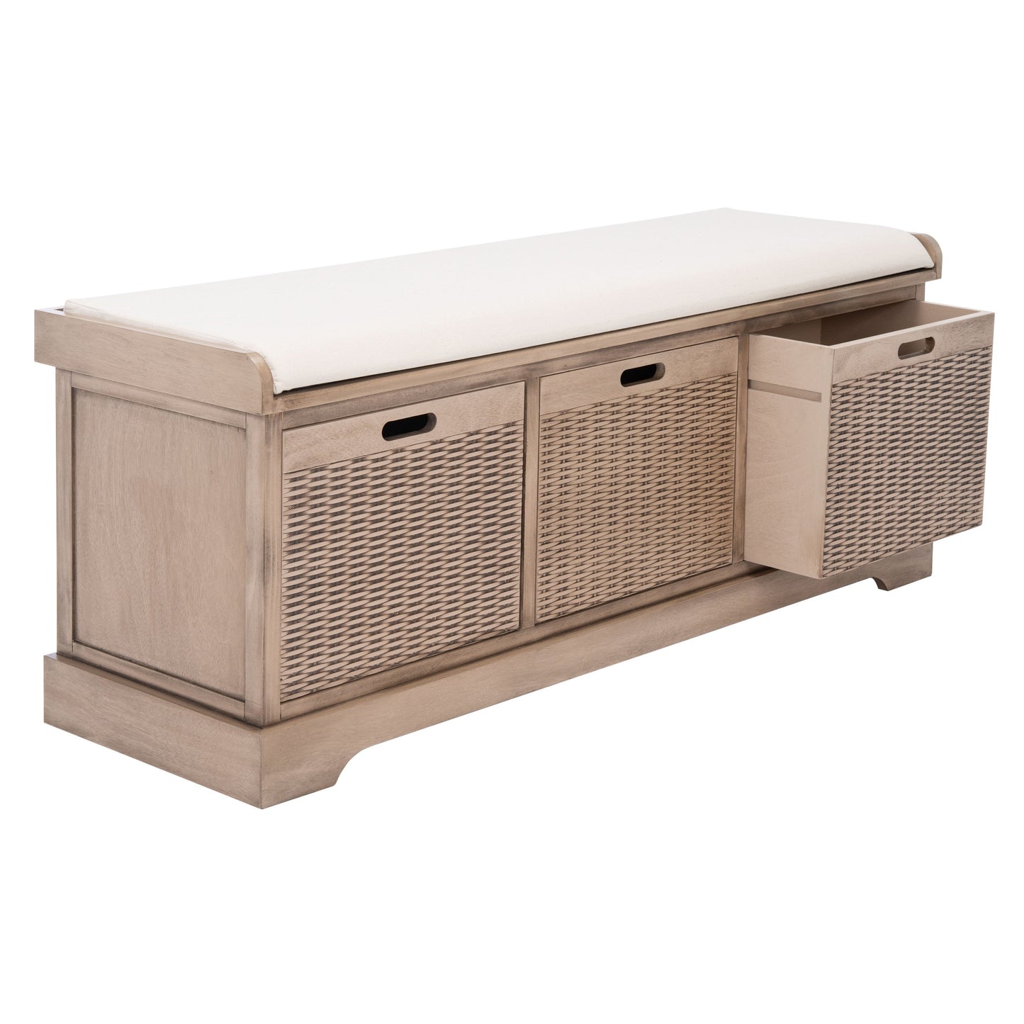 Banc de rangement à 3 tiroirs avec coussins SAFAVIEH Fiorello - 47,3 L x 15 L x 19 H - 47 L x 15 P x 19 H
