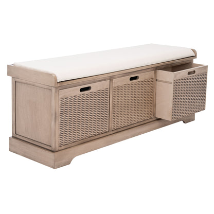 Banc de rangement à 3 tiroirs avec coussins SAFAVIEH Fiorello - 47,3 L x 15 L x 19 H - 47 L x 15 P x 19 H