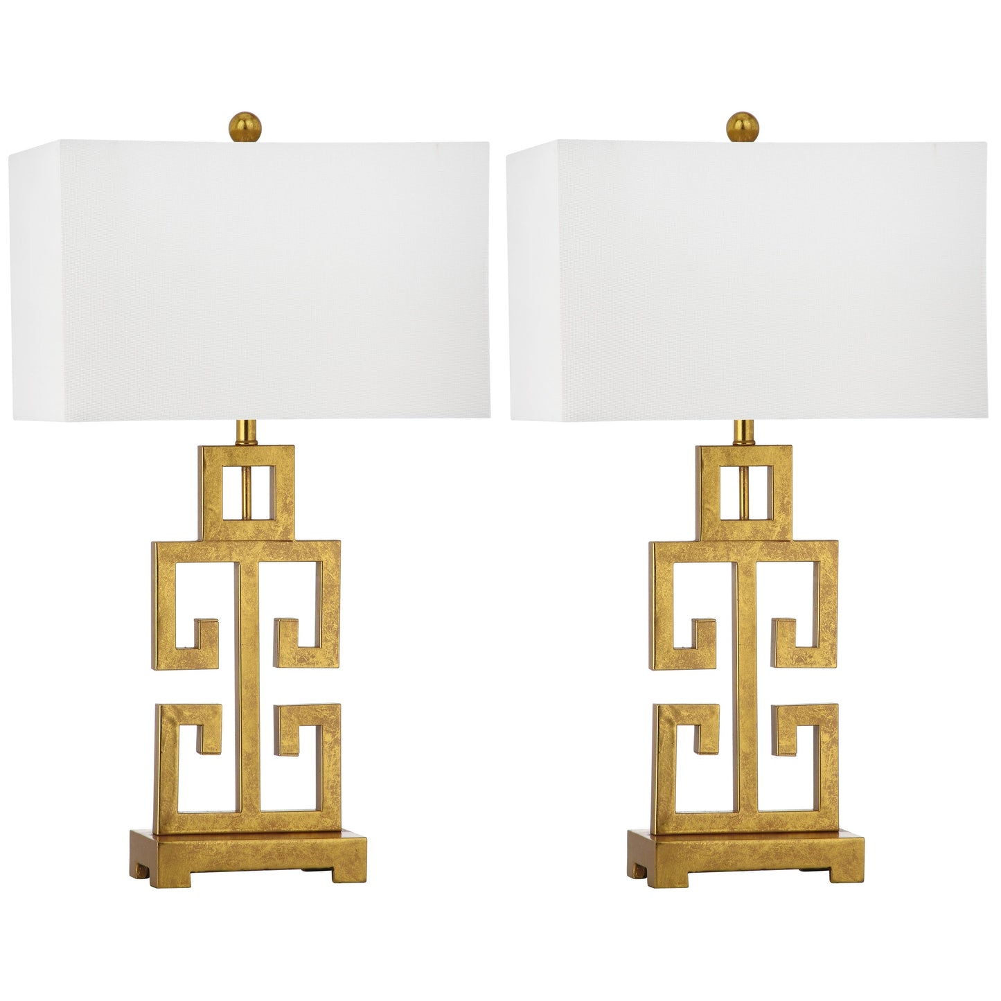 Lampe de table Chantelle de SAFAVIEH Lighting, 29 pouces, finition or antique grecque (lot de 2) - 16 L x 9 P x 29 H