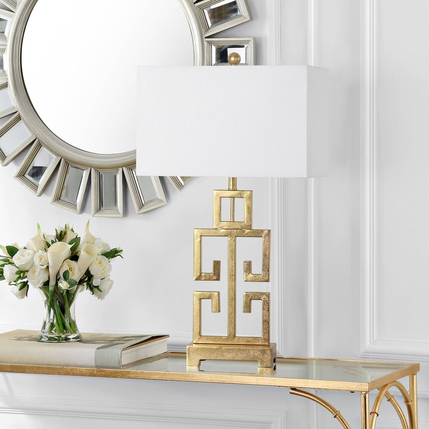 Lampe de table Chantelle de SAFAVIEH Lighting, 29 pouces, finition or antique grecque (lot de 2) - 16 L x 9 P x 29 H