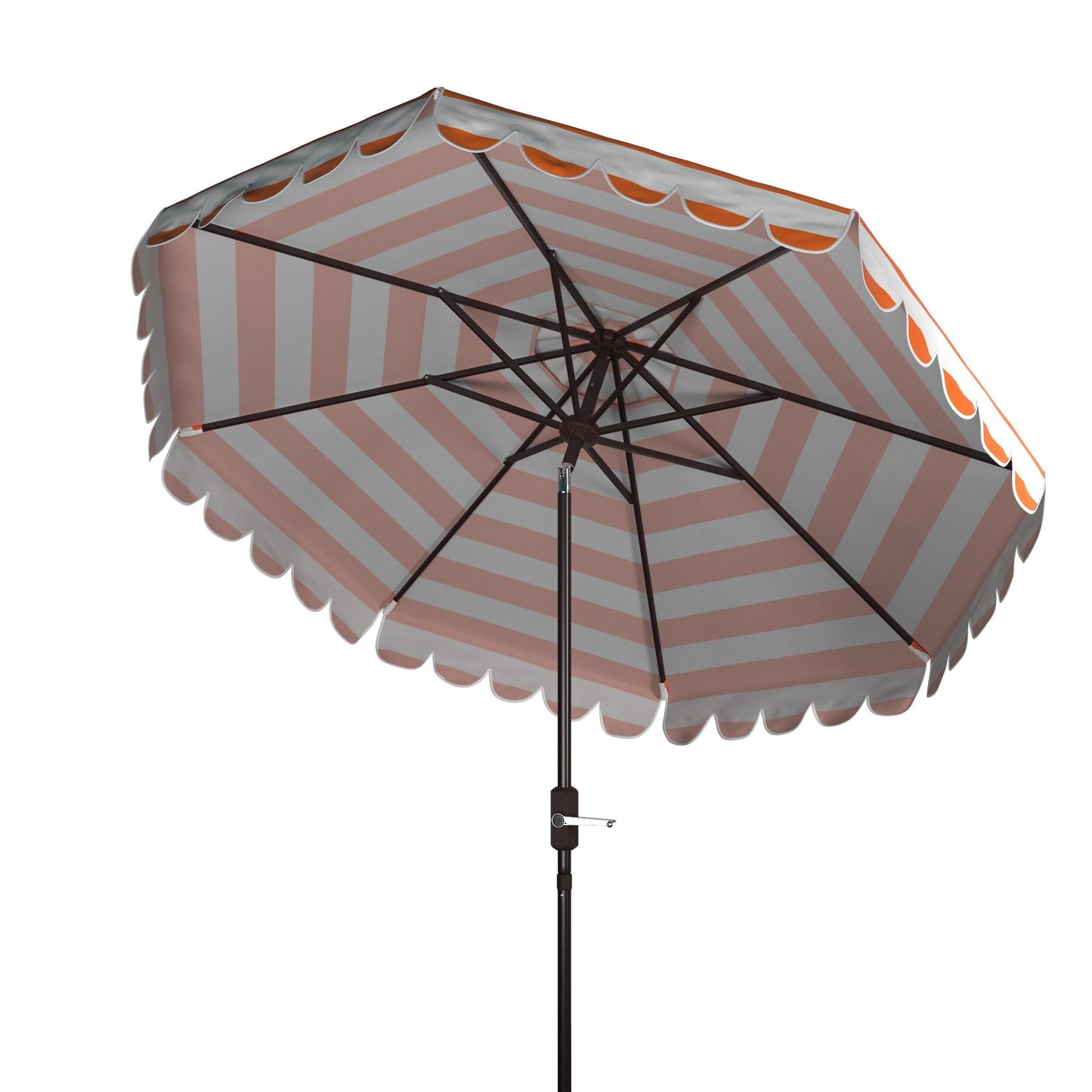 Parapluie à manivelle rayé SAFAVIEH Nargiz de 2,7 m, à motif festonné