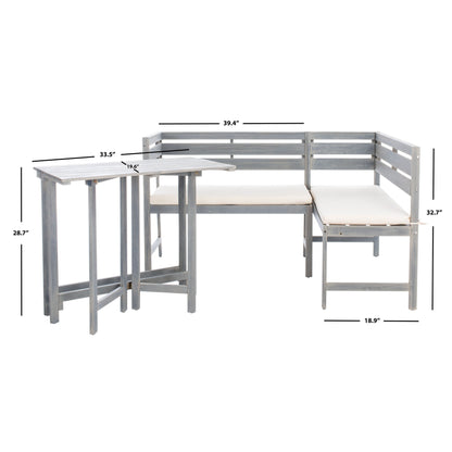 Ensemble de salon d'angle d'extérieur Kenna 3 pièces pour balcon SAFAVIEH - 39 L x 19 P x 33 H
