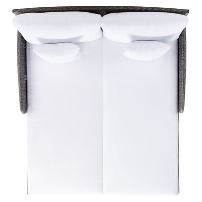 Lit de repos d'extérieur SAFAVIEH Taniyah en osier avec oreiller et coussins - 53 L x 28 P x 62 H