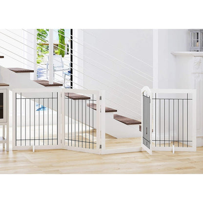 Barrière pour chien SPIRICH extra large de 96 pouces et haute de 30 pouces avec porte de passage, barrière pour animaux de compagnie autoportante en fil de fer, clôture de sécurité pour chiots