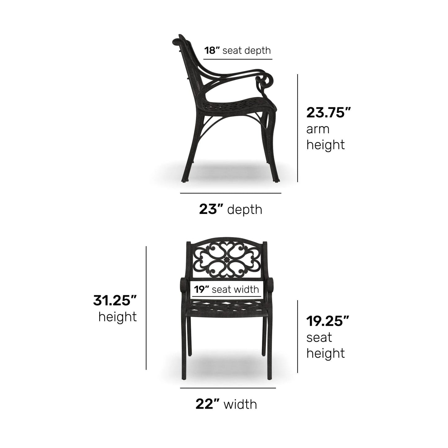 Ensemble de salle à manger d'extérieur en aluminium bronze Sanibel 7 pièces avec table à manger ovale de 72 pouces et six fauteuils par Homestyles