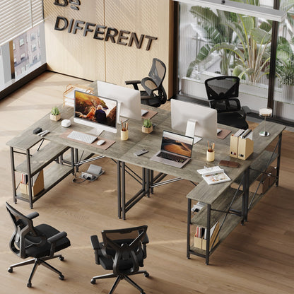 Petit bureau en L avec étagères de rangement Bureau d'ordinateur d'angle