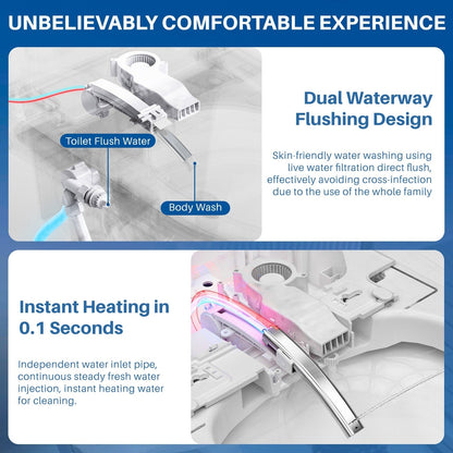 Toilettes intelligentes, bidet monobloc pour salle de bain, toilettes allongées modernes avec eau chaude, double chasse d'eau automatique, fonctionnement par capteur de pied