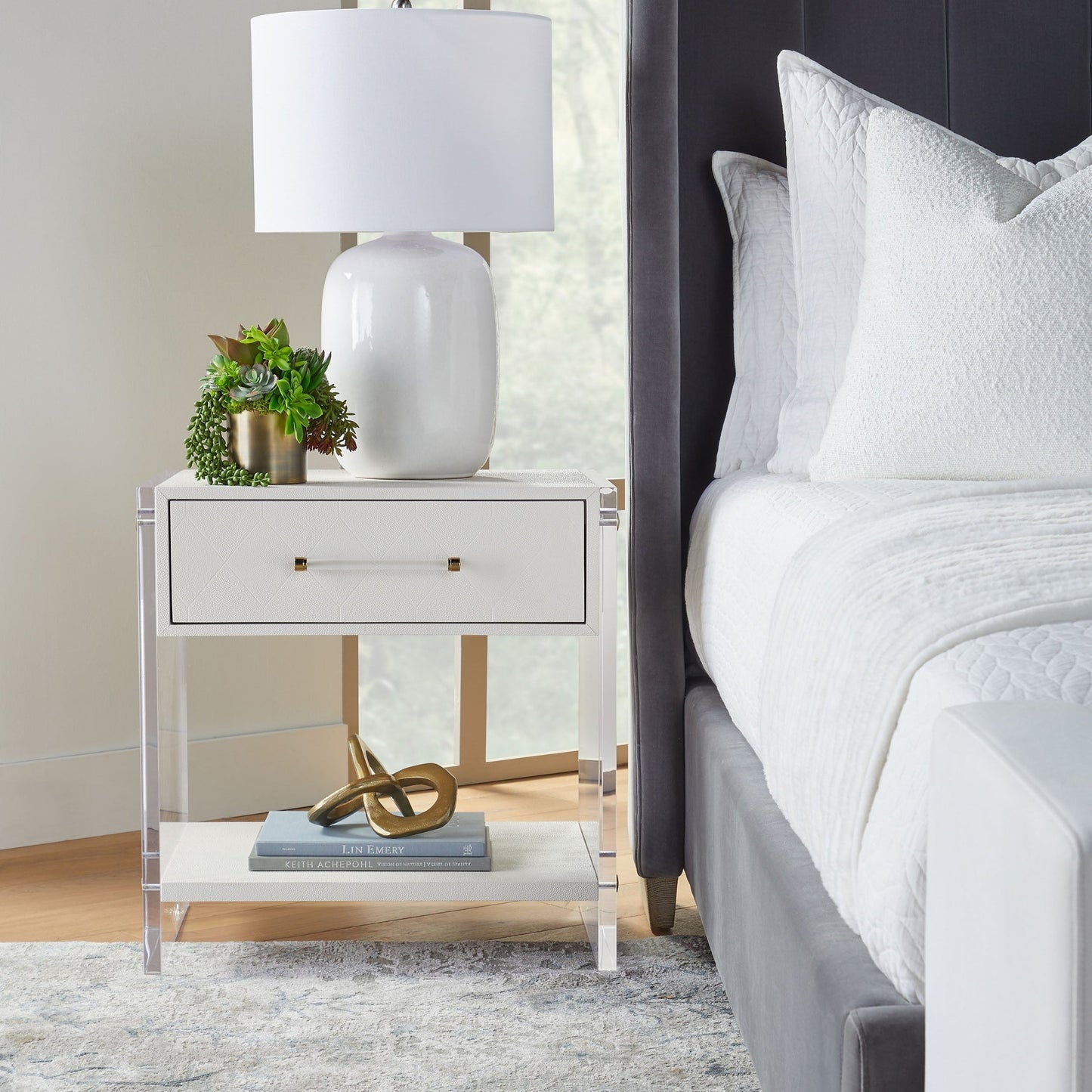 Table de chevet 1 tiroir Sonia Shagreen