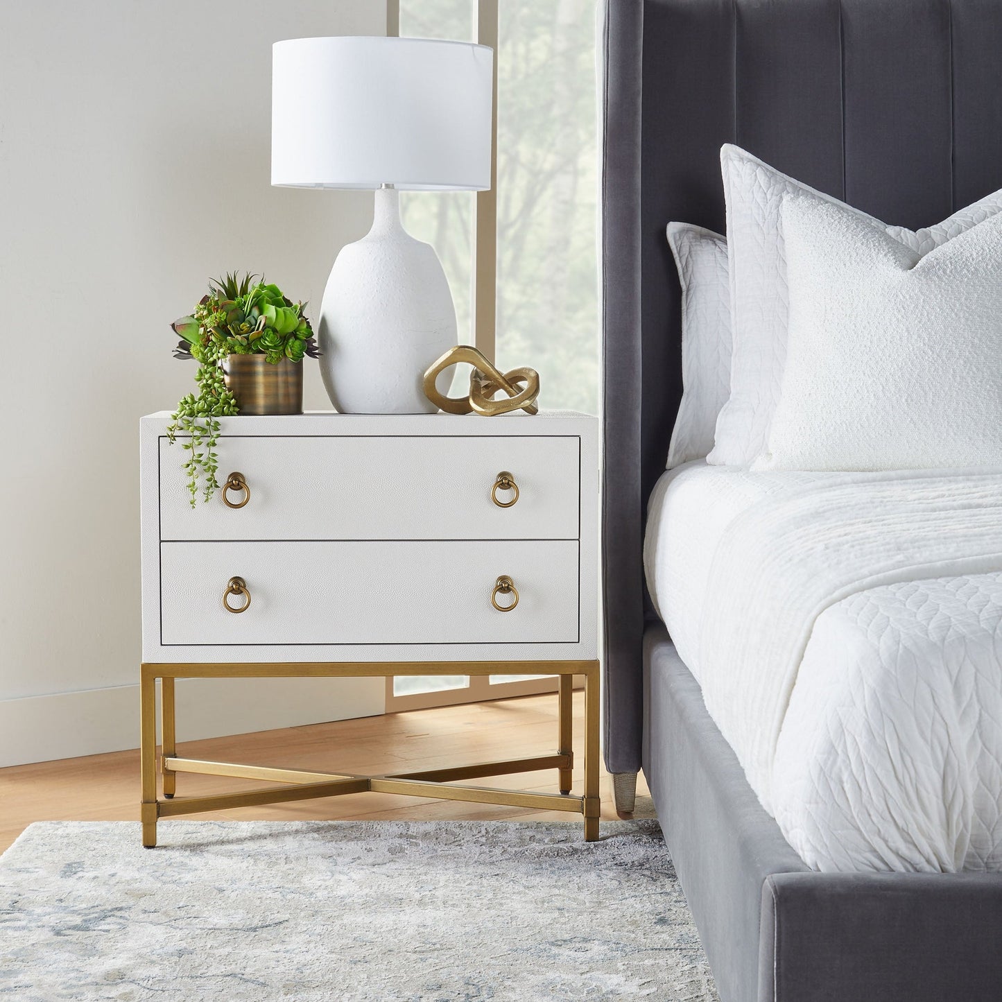 Table de chevet à 2 tiroirs Strand Shagreen