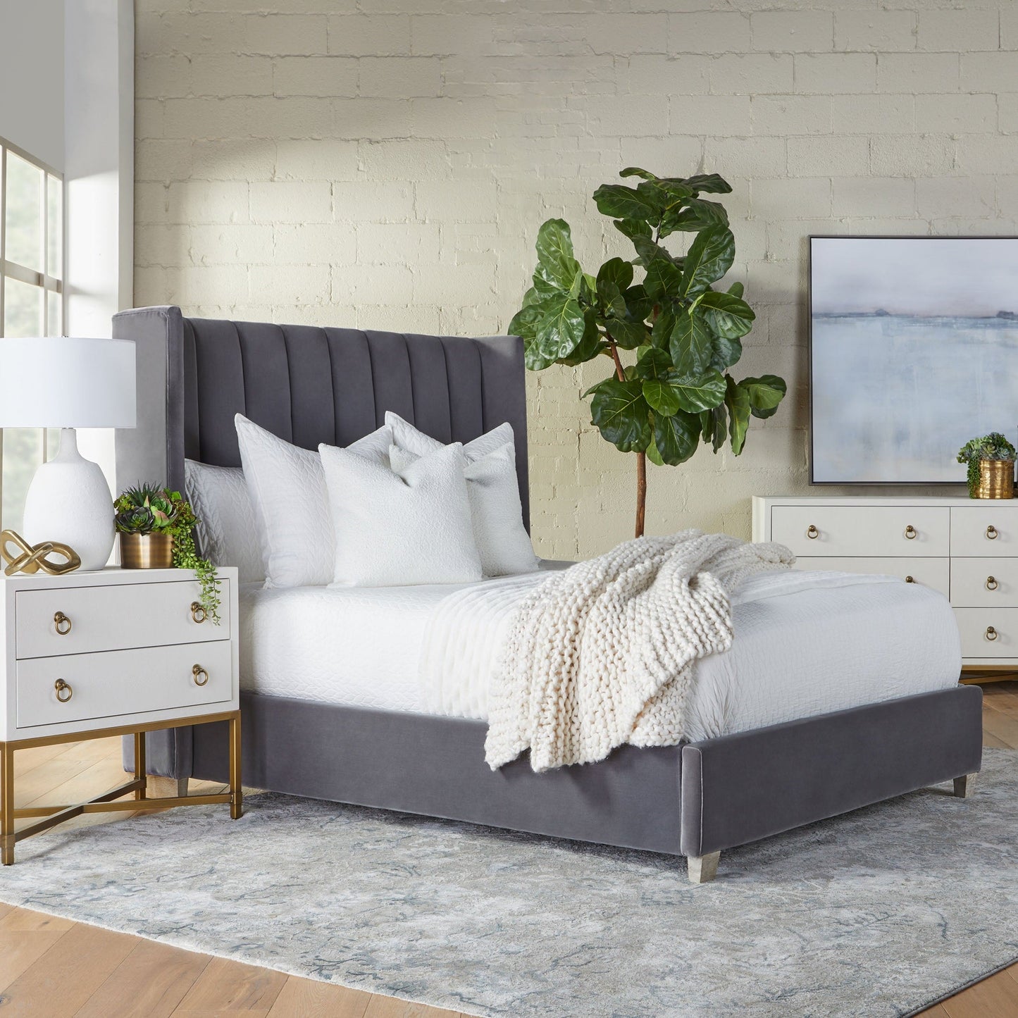 Table de chevet à 2 tiroirs Strand Shagreen