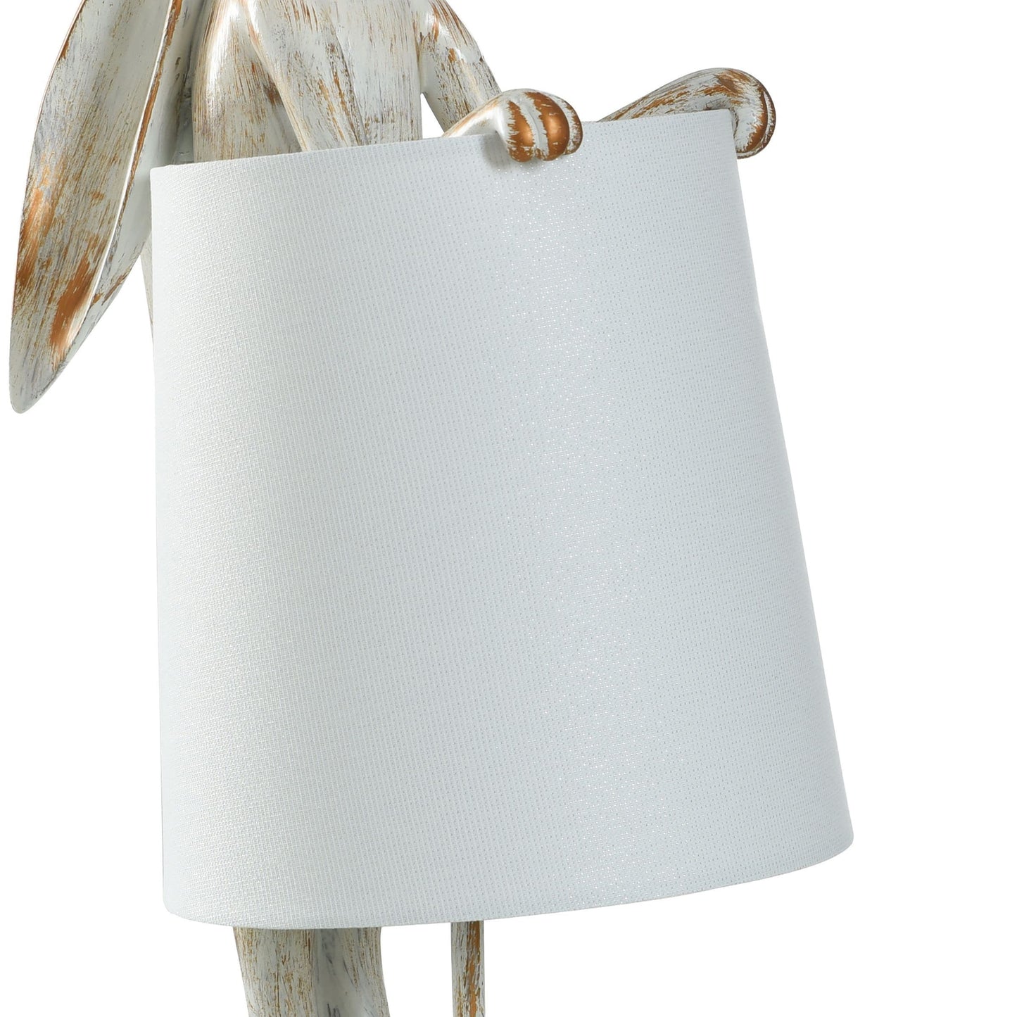 Lampe de bureau StyleCraft Malta en cuivre blanc délavé avec motif lapin