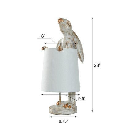 Lampe de bureau StyleCraft Malta en cuivre blanc délavé avec motif lapin