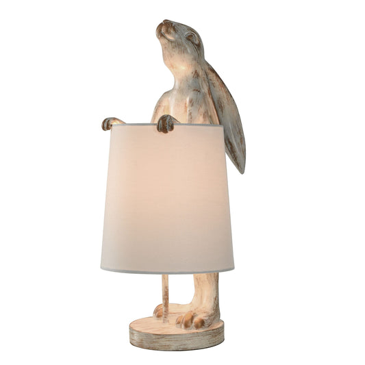 Lampe de bureau StyleCraft Malta en cuivre blanc délavé avec motif lapin