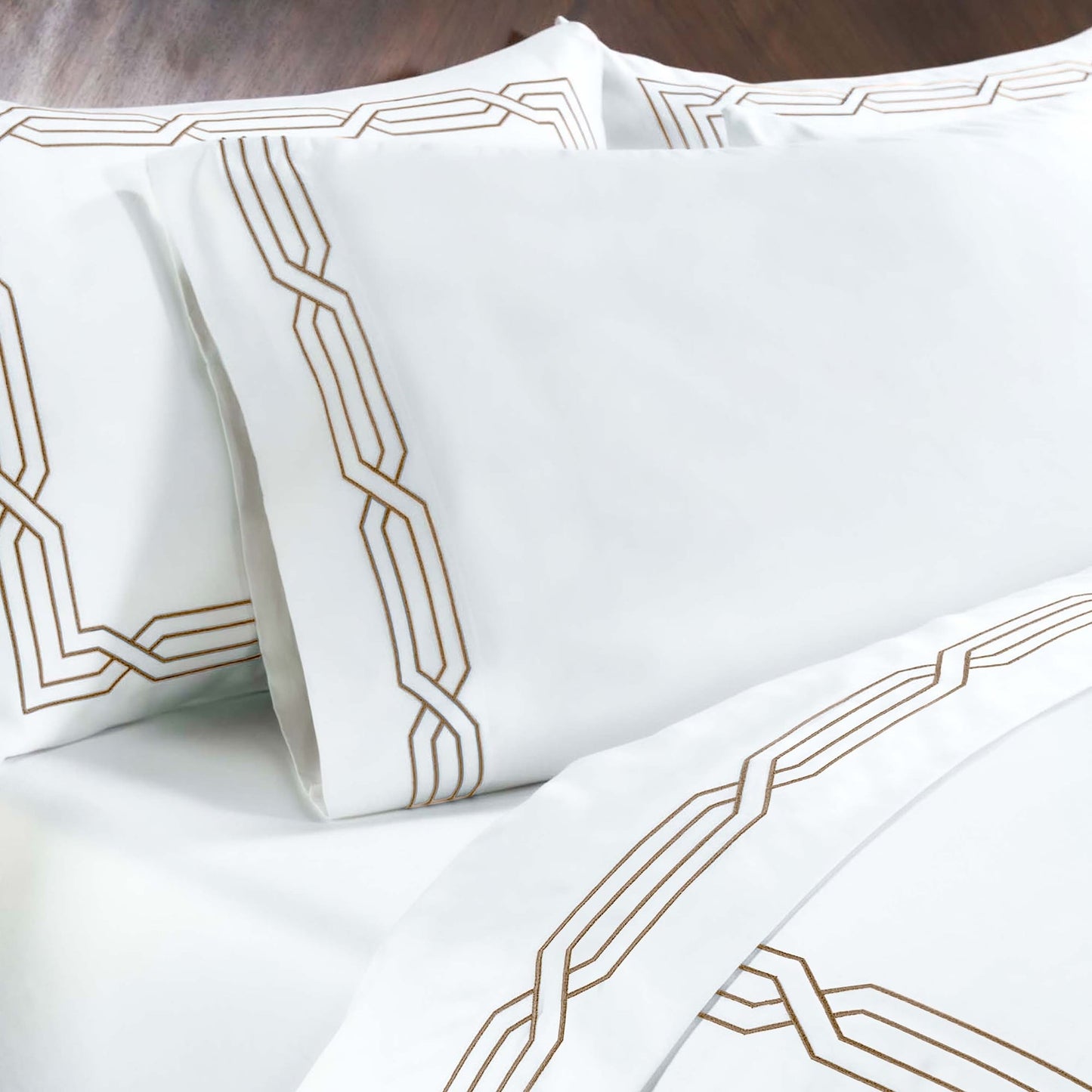 Parure de draps unie écologique en coton égyptien de qualité supérieure 1 200 fils