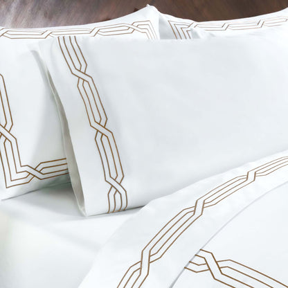 Parure de draps unie écologique en coton égyptien de qualité supérieure 1 200 fils