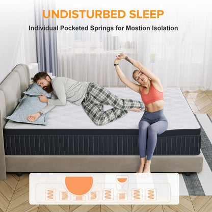 Matelas à ressorts SweDrea 12 po mi-ferme pour soulager les maux de dos et rafraîchir, certifié CertiPUR-US, SGS et OEKO-TEX.