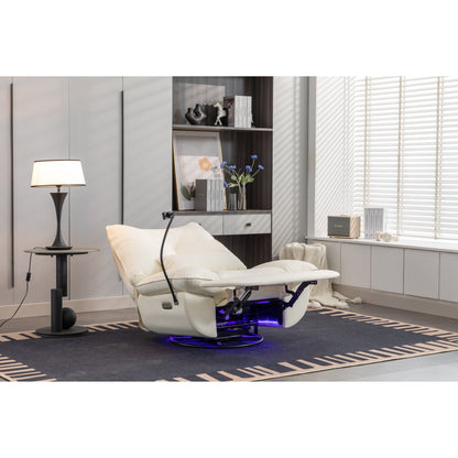 Fauteuil inclinable pivotant et électrique avec haut-parleurs Bluetooth, support de téléphone, ports de chargement USB et Type-C, rangement dissimulé des accoudoirs