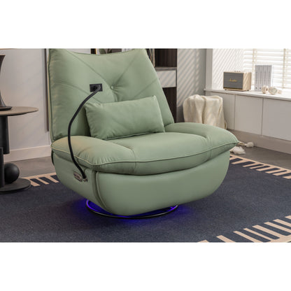 Fauteuil inclinable pivotant et électrique avec haut-parleurs Bluetooth, support de téléphone, ports de chargement USB et Type-C, rangement dissimulé des accoudoirs