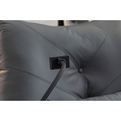 Fauteuil inclinable pivotant et électrique avec haut-parleurs Bluetooth, support de téléphone, ports de chargement USB et Type-C, rangement dissimulé des accoudoirs