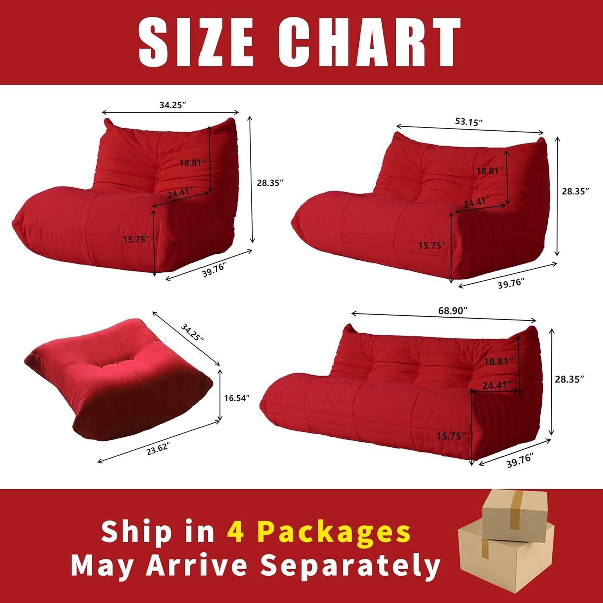 Ensembles de canapés-poufs en velours Teddy