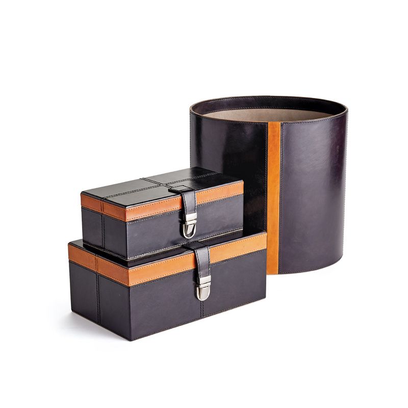 Panier Thistle – Cuir bleu marine et cigare