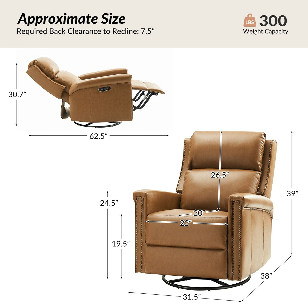 Ensemble de 2 fauteuils inclinables électriques pivotants et à bascule traditionnels Tobias par HULALA HOME