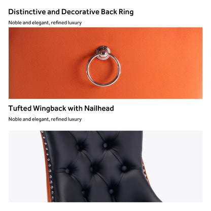 Chaise de salle à manger capitonnée en velours avec pieds en bois massif, lot de 6