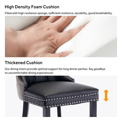 Chaise de salle à manger capitonnée en velours avec pieds en bois massif, lot de 6