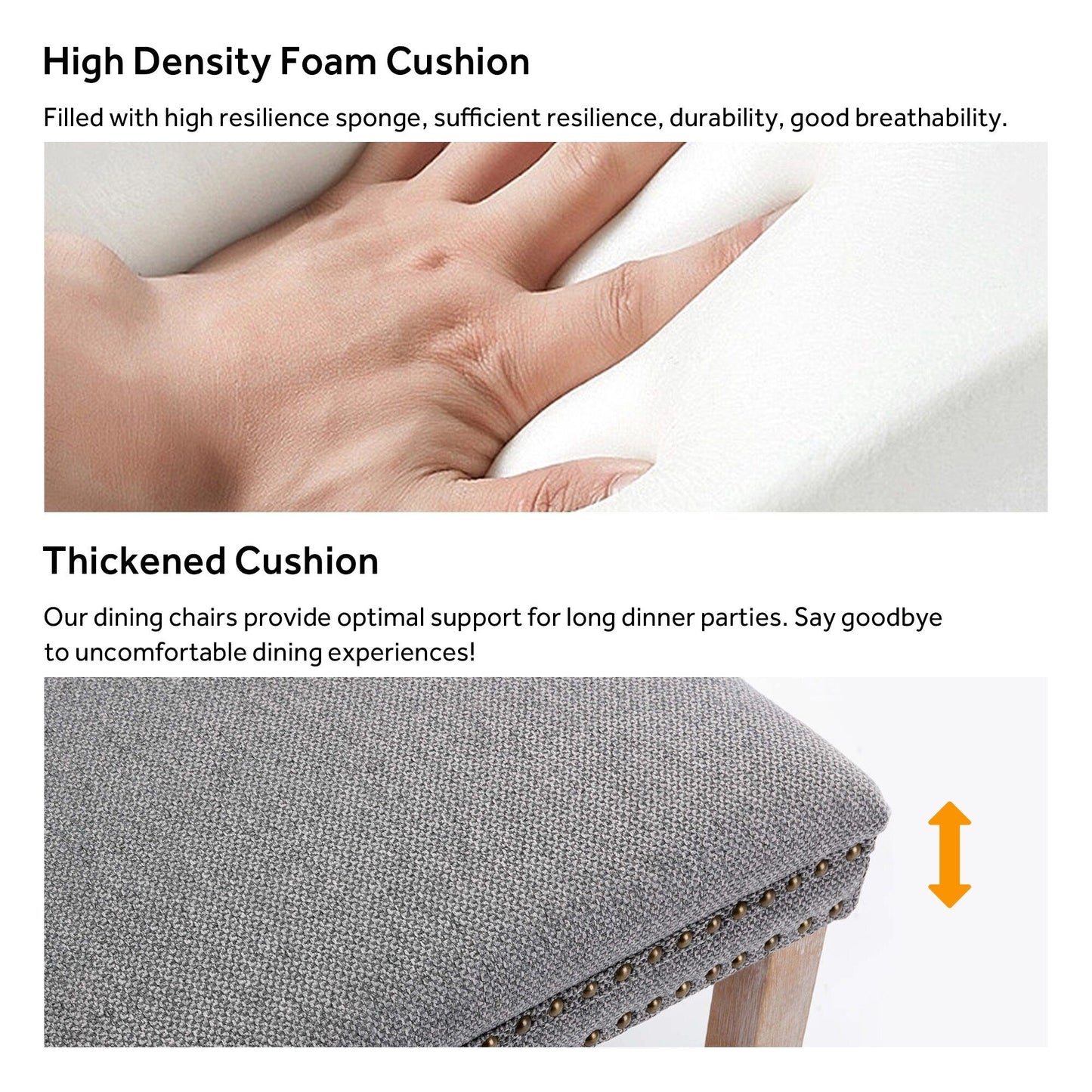 Chaise de salle à manger capitonnée en velours avec pieds en bois massif, lot de 6