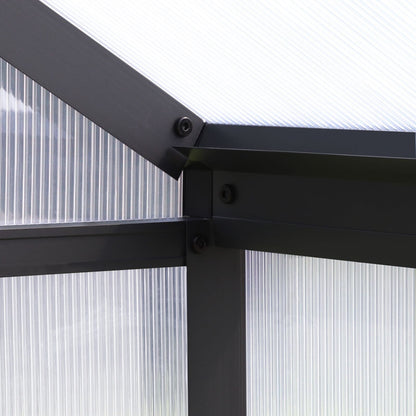 Serre de jardin en aluminium VEIKOUS avec ventilation de toit réglable et porte verrouillable, gris