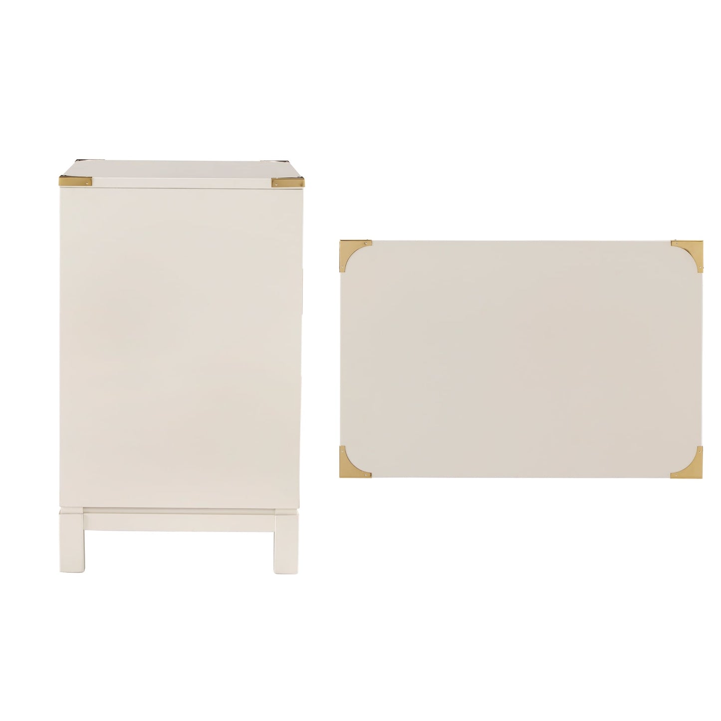 Table de chevet à 3 tiroirs avec accents dorés Valoria