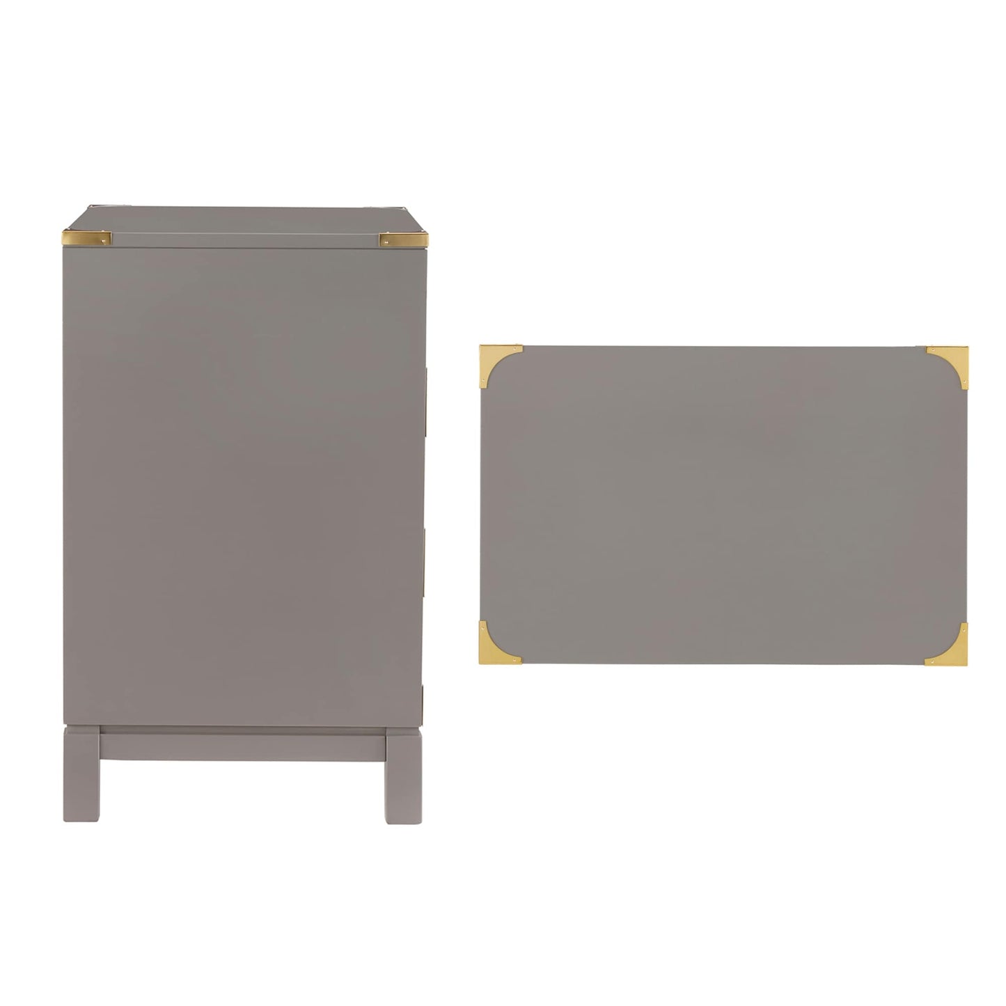 Table de chevet à 3 tiroirs avec accents dorés Valoria