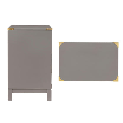 Table de chevet à 3 tiroirs avec accents dorés Valoria