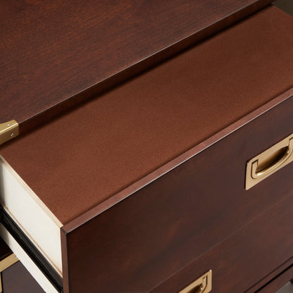 Table de chevet à 3 tiroirs avec accents dorés Valoria