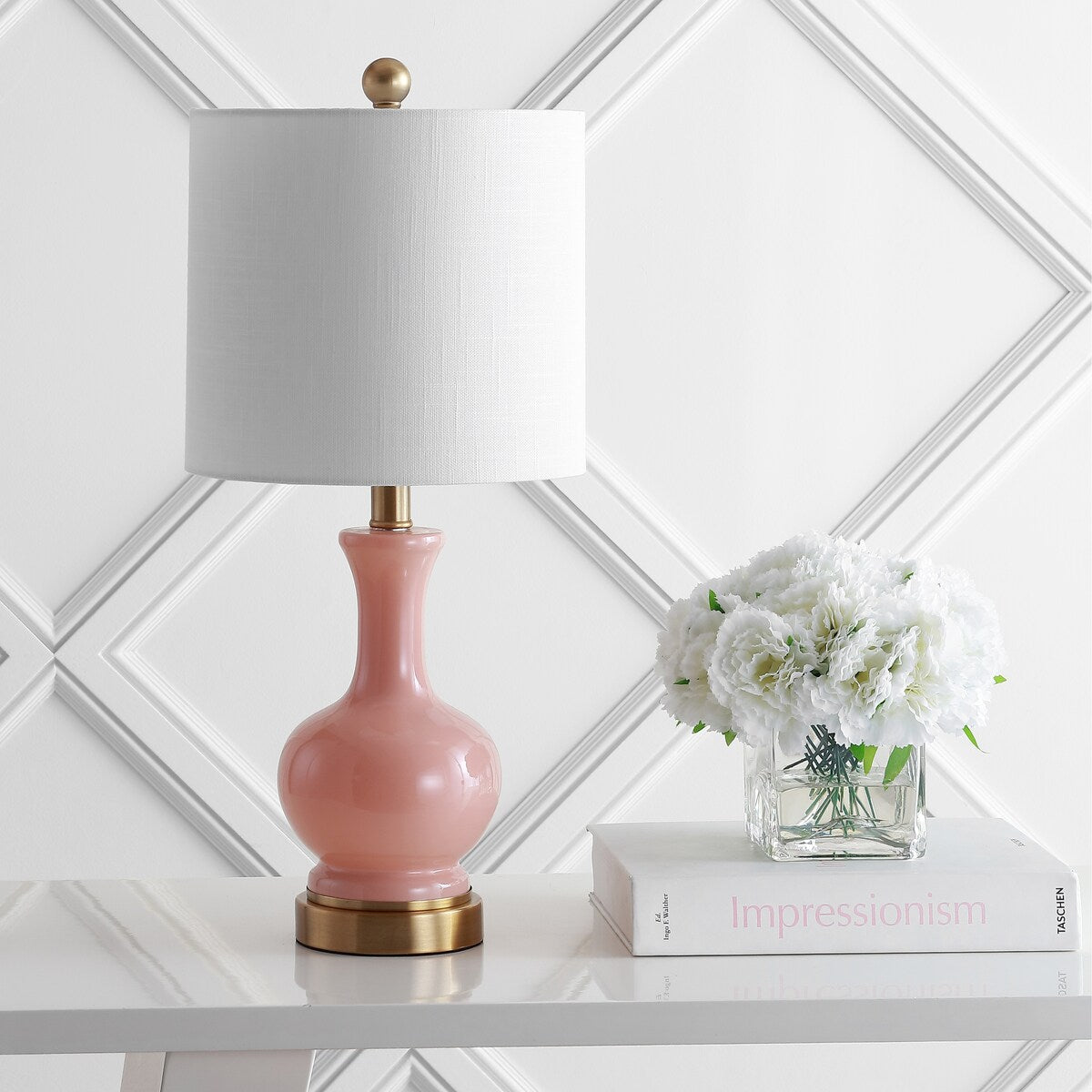 Lampe de table à LED Vermont 22 en verre/métal, blanche (lot de 2) par JONATHAN Y