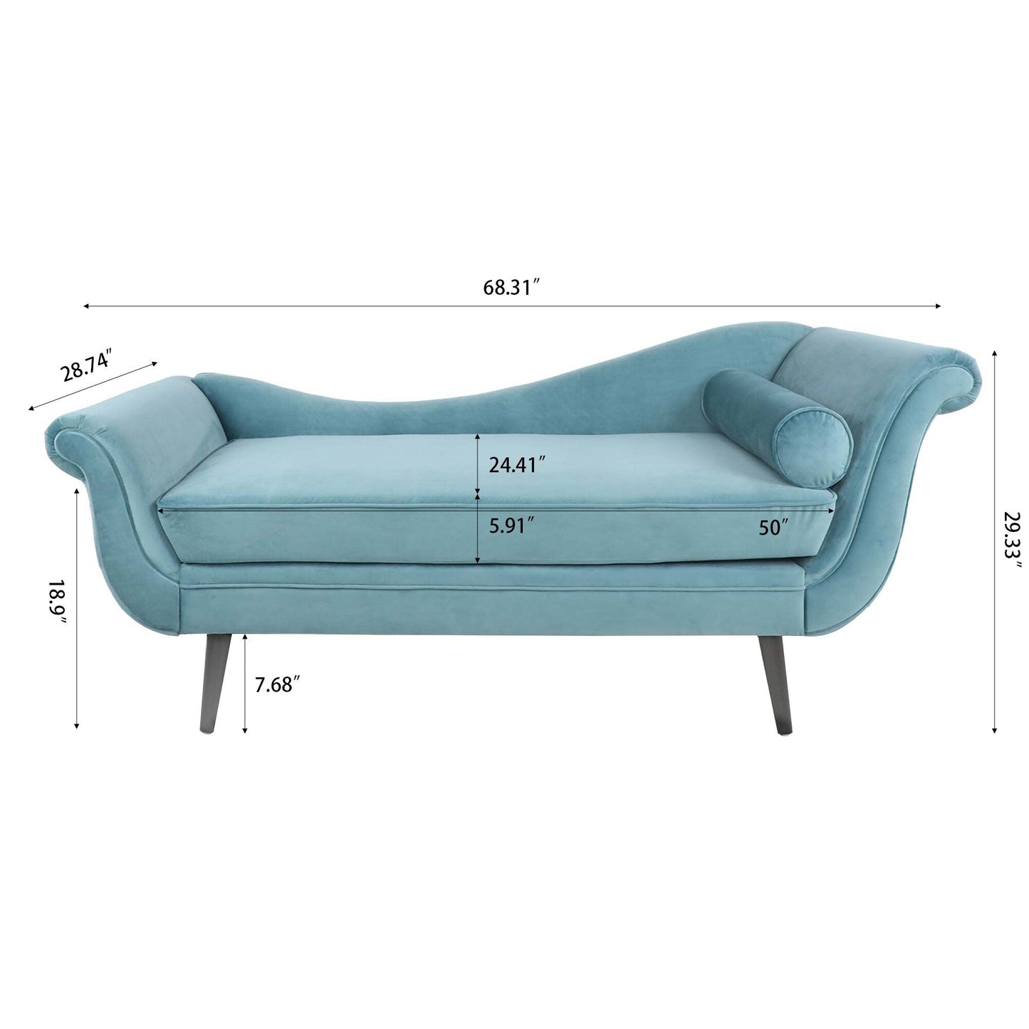 Chaise longue vintage avec accoudoirs en volutes par Christopher Knight Home