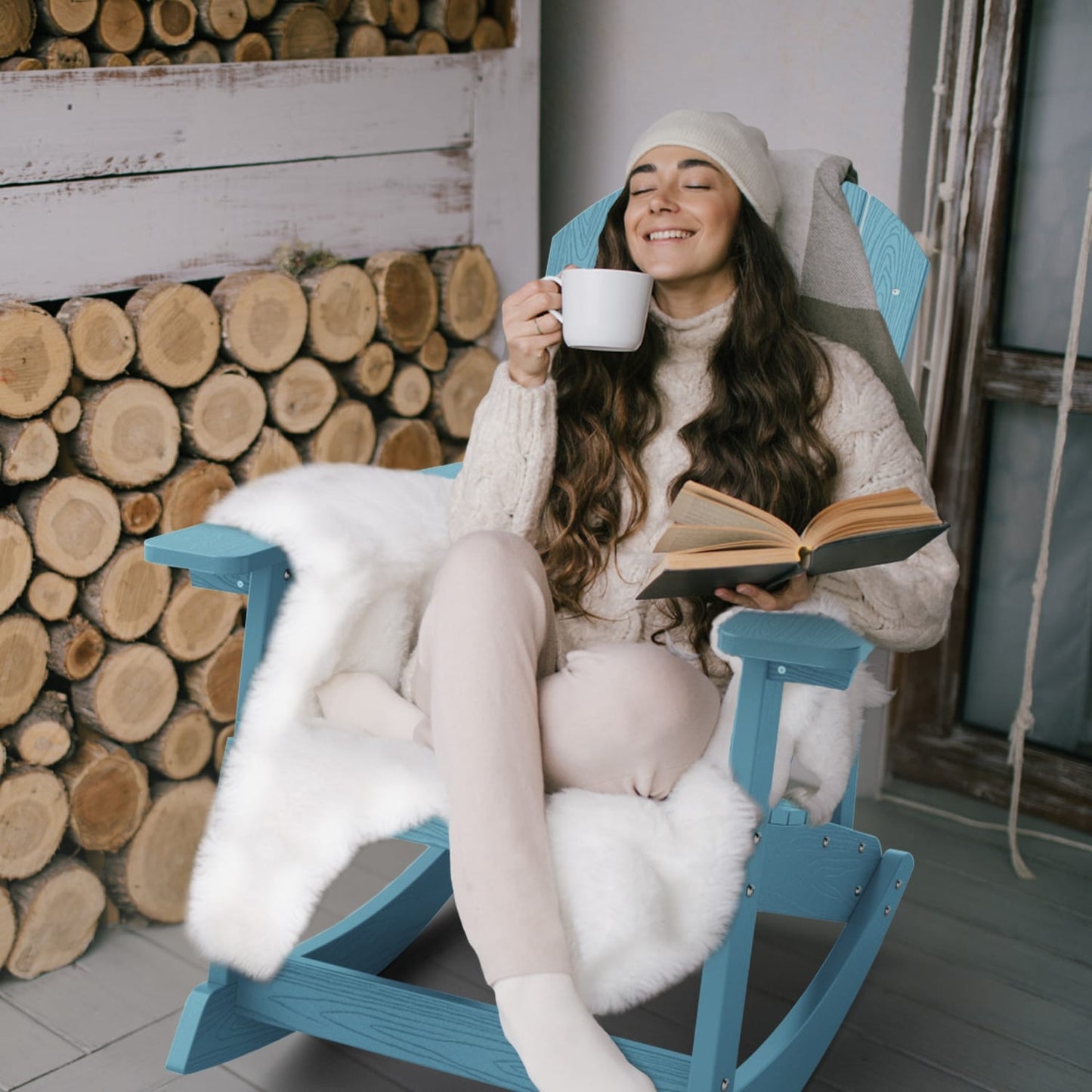 Chaise à bascule d'extérieur toutes saisons WINSOON, lot de 2