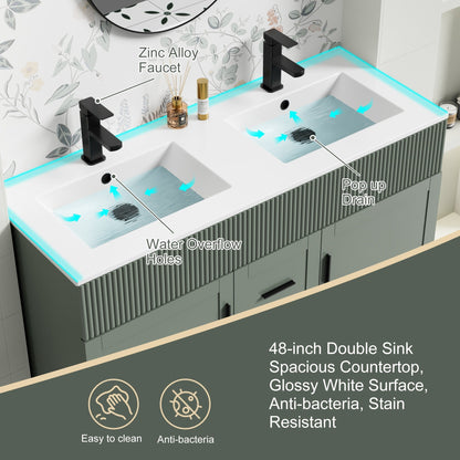 Ensemble de meuble-lavabo Wavy Line 30/36/48 avec lavabo et robinet