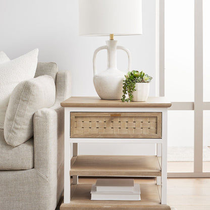 Table d'appoint à 1 tiroir en tissage