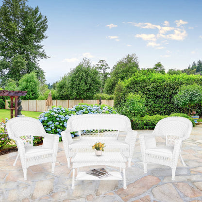 Ensemble de conversation 4 pièces pour patio en osier