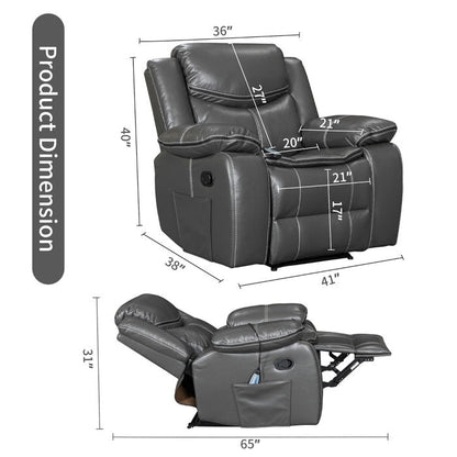 Fauteuil inclinable chauffant et massant en cuir durable à siège large