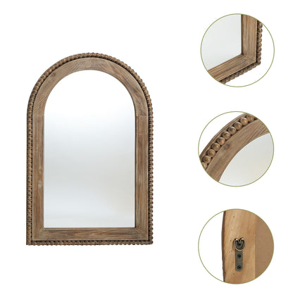 Miroir mural en arc avec cadre en bois, miroir mural de salle de bain - 39,25 H x 25,87 L x 1,5 P