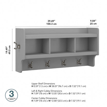 Porte-manteau mural Woodland 40 W avec étagère par Bush Furniture