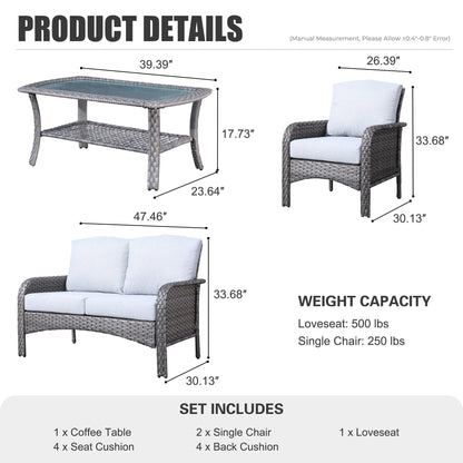 Ensemble de conversation de 4 pièces pour patio extérieur XIZZI avec table
