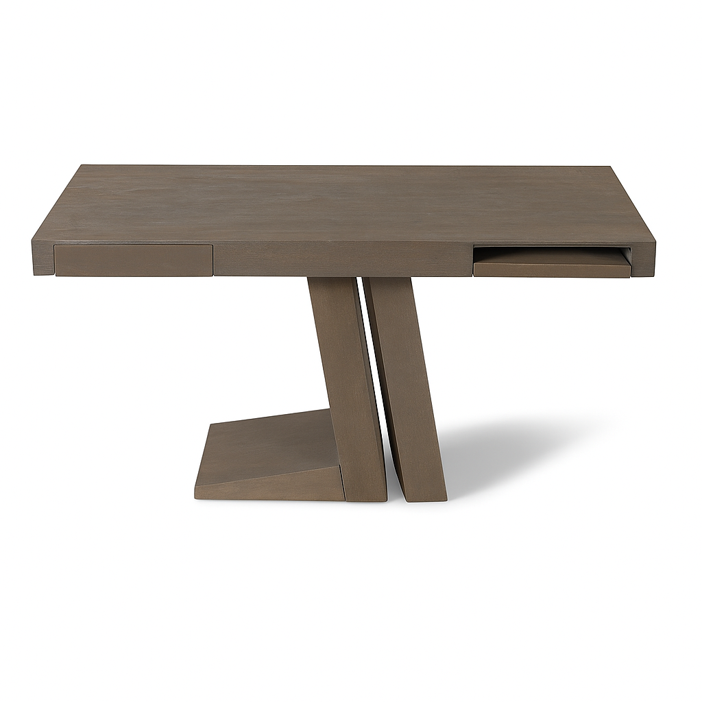 Bureau de poche Zag – Finition bois gris tourterelle et marron, 45